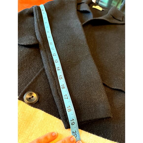 Carole Christian Color-Block Black & Ivory Cardigan Modern Wool Blend Outerwear - Picture 3 of 8